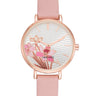 Floral Design Dial Strap Watch