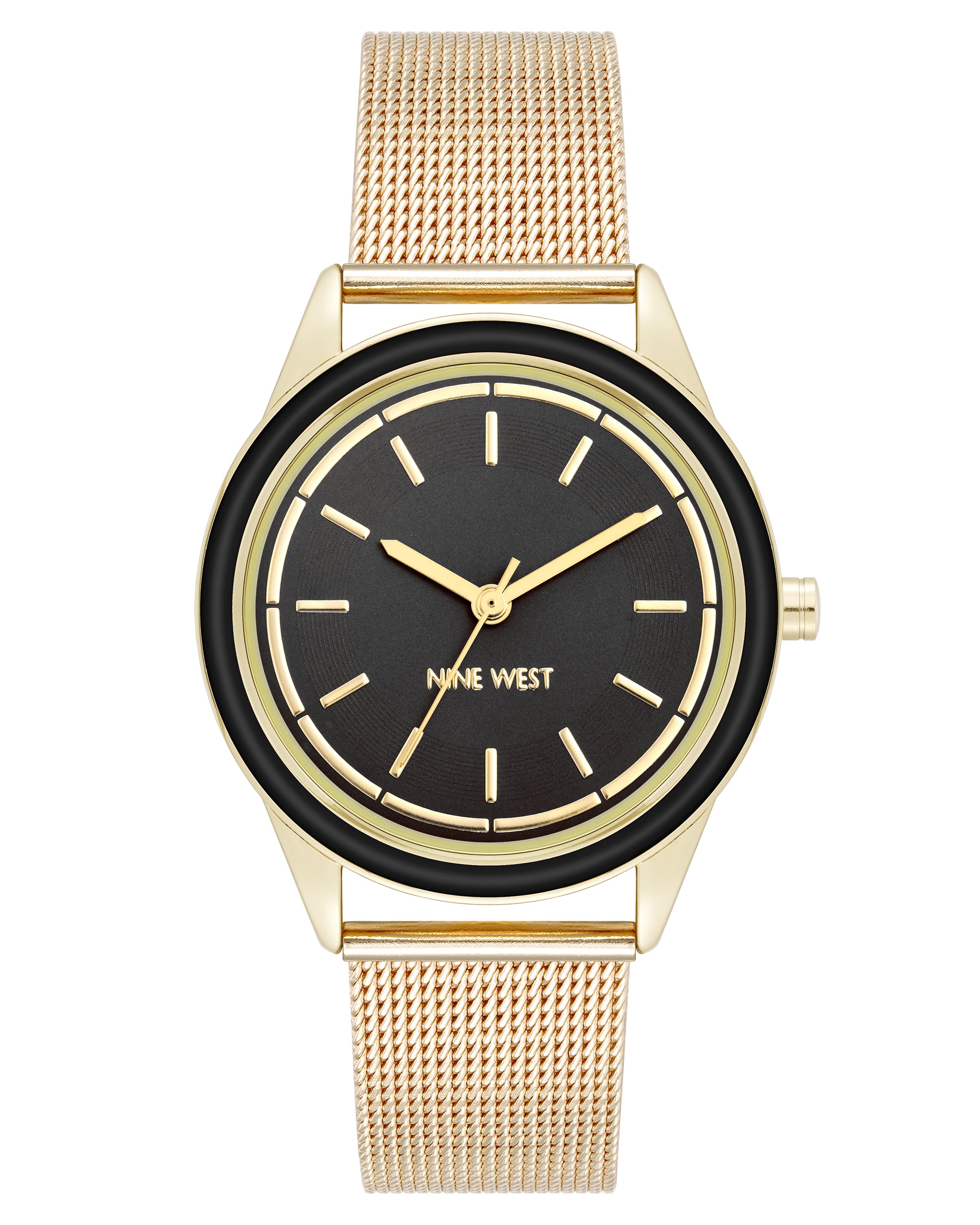 Mesh Bracelet Watch with Color Bezel