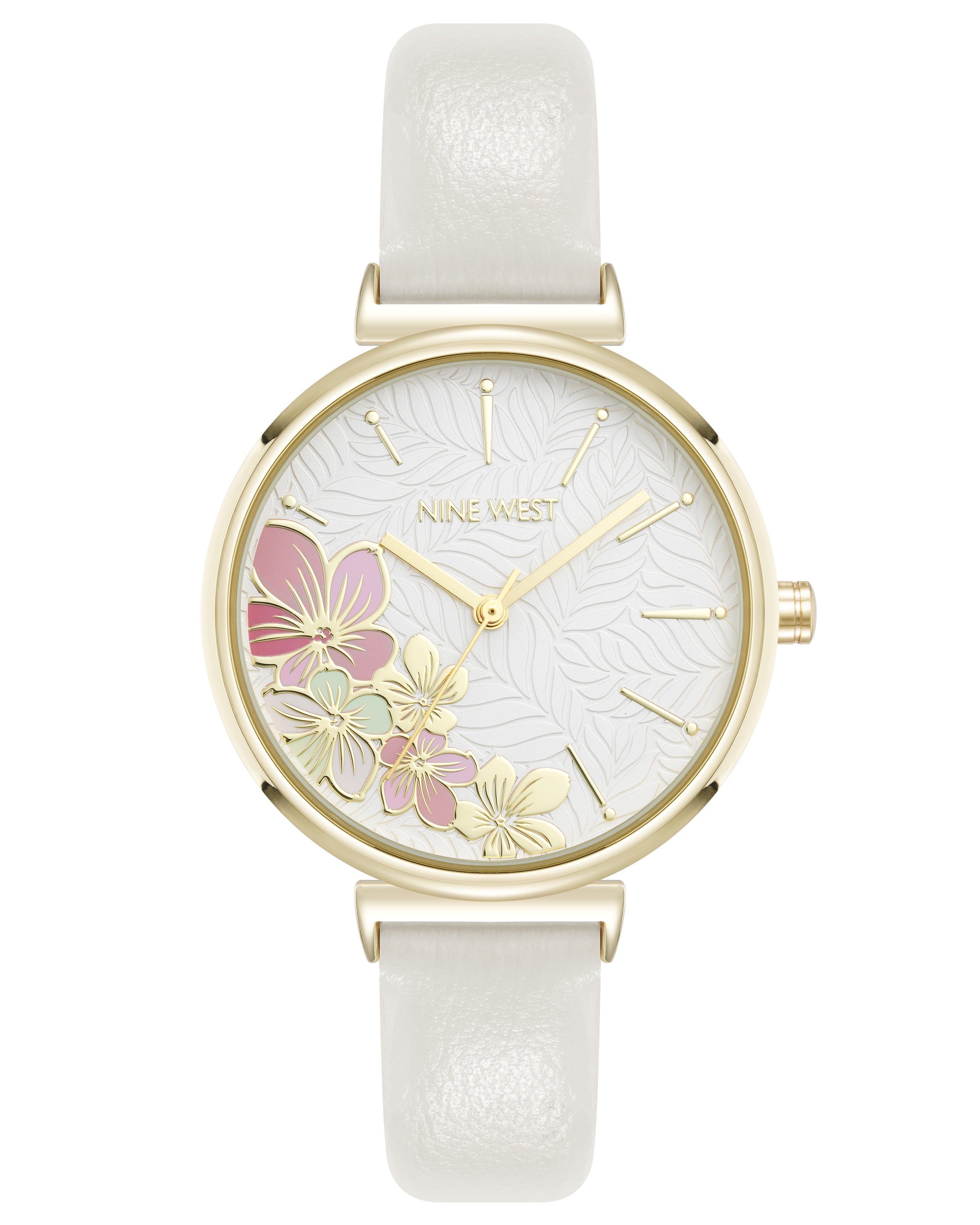 Pink Floral Dial Strap Watch