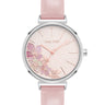 Pink Floral Dial Strap Watch