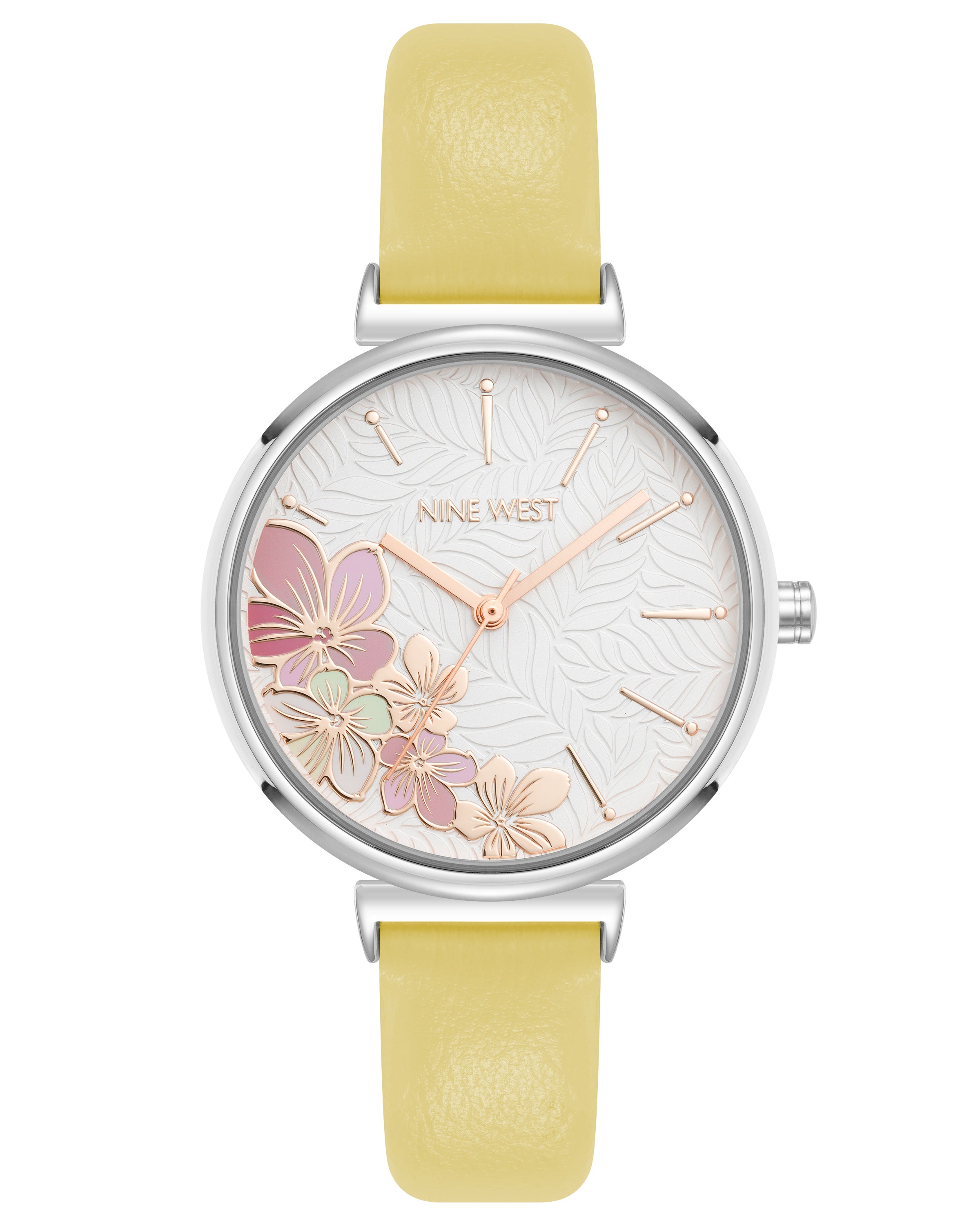 Pink Floral Dial Strap Watch