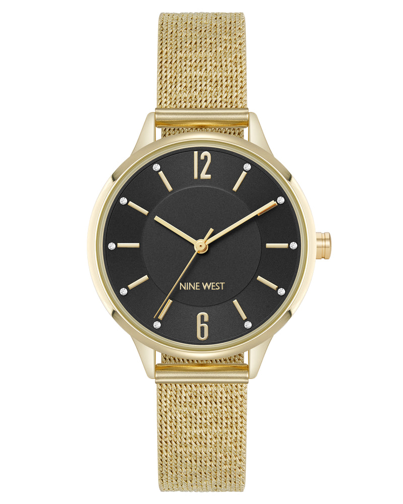 Crystal Accented Dial Mesh Watch