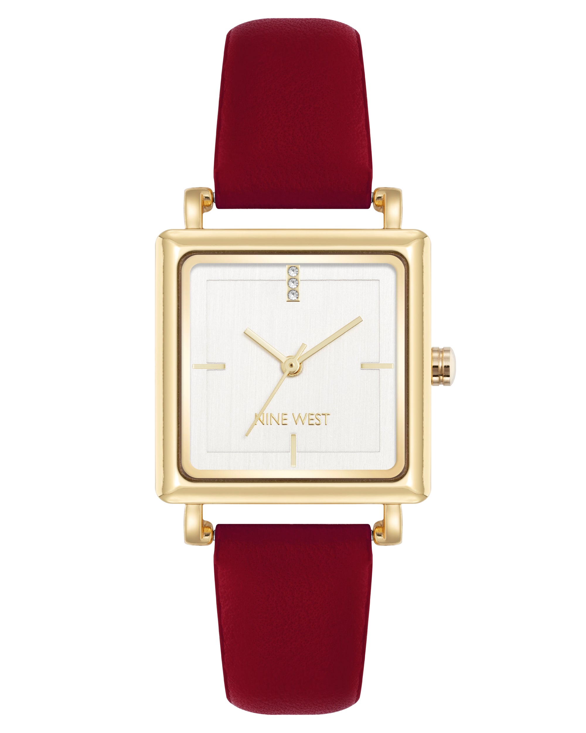 Square Strap Watch with Crystal Accents