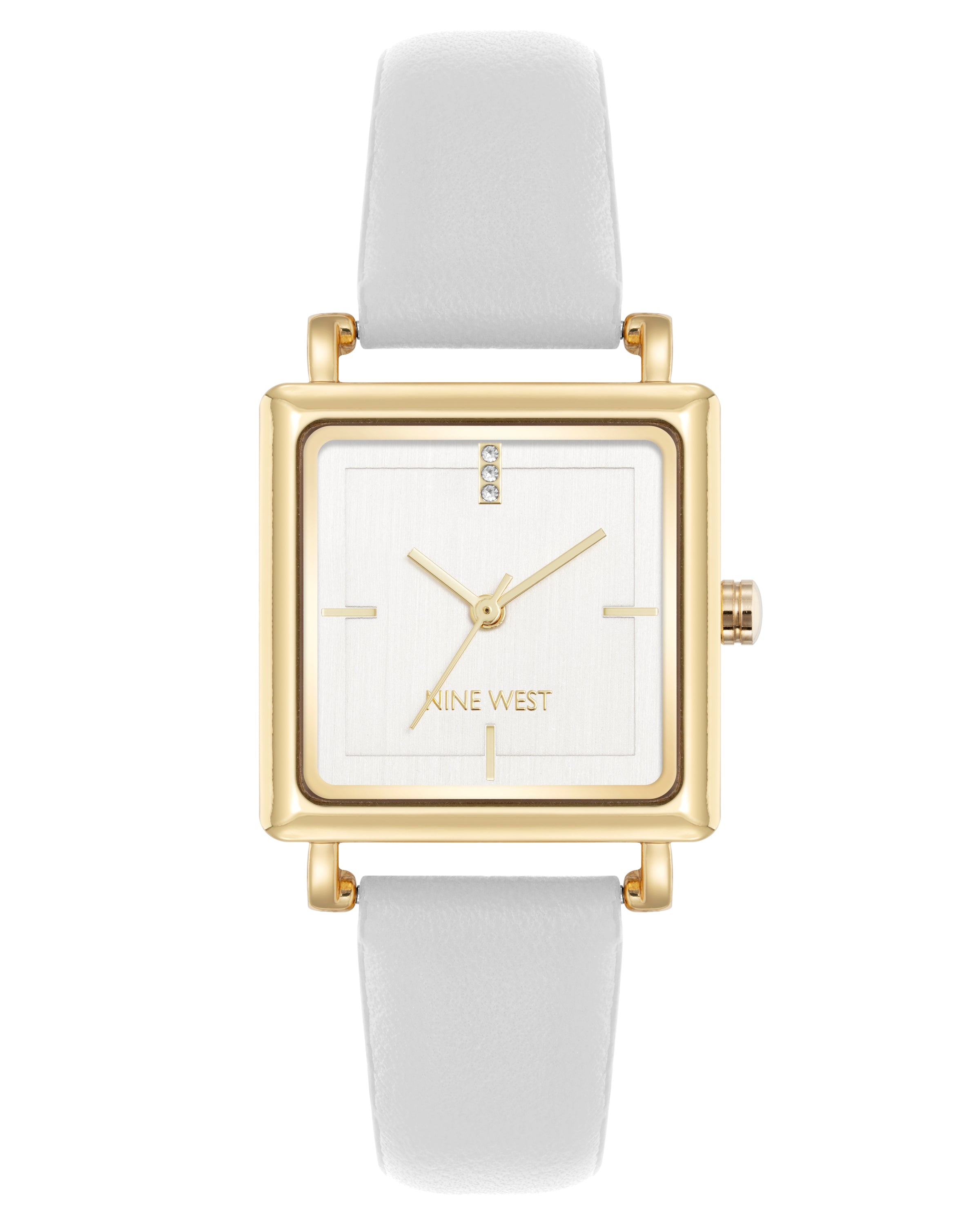 Square Strap Watch with Crystal Accents
