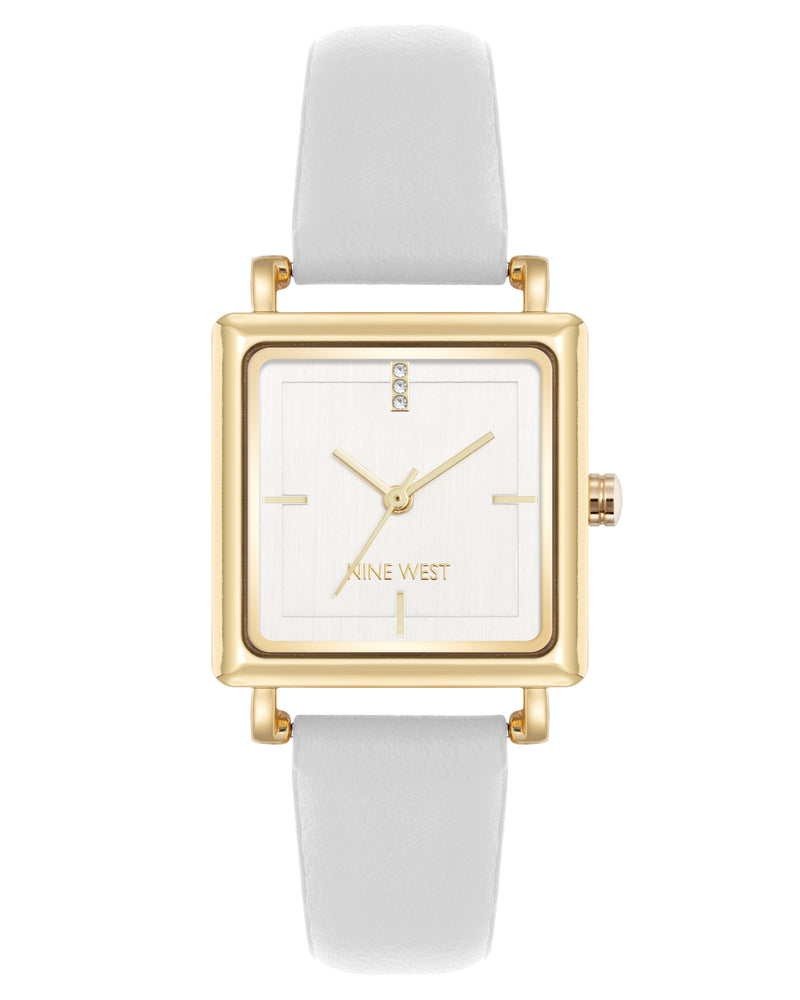 Square Strap Watch with Crystal Accents