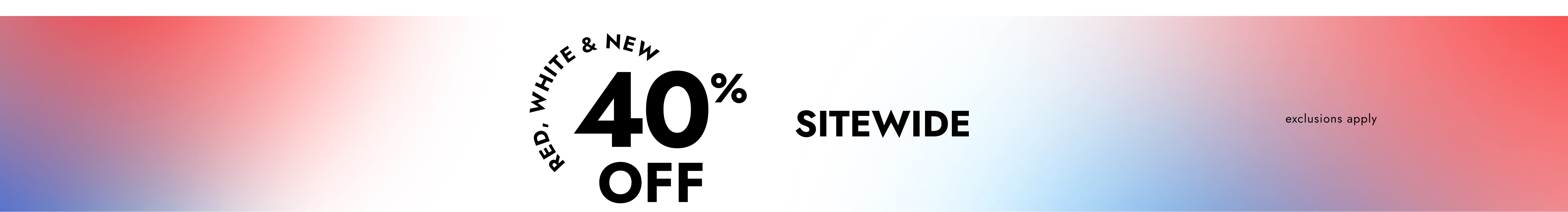 Promotional banner featuring 40% off sitewide