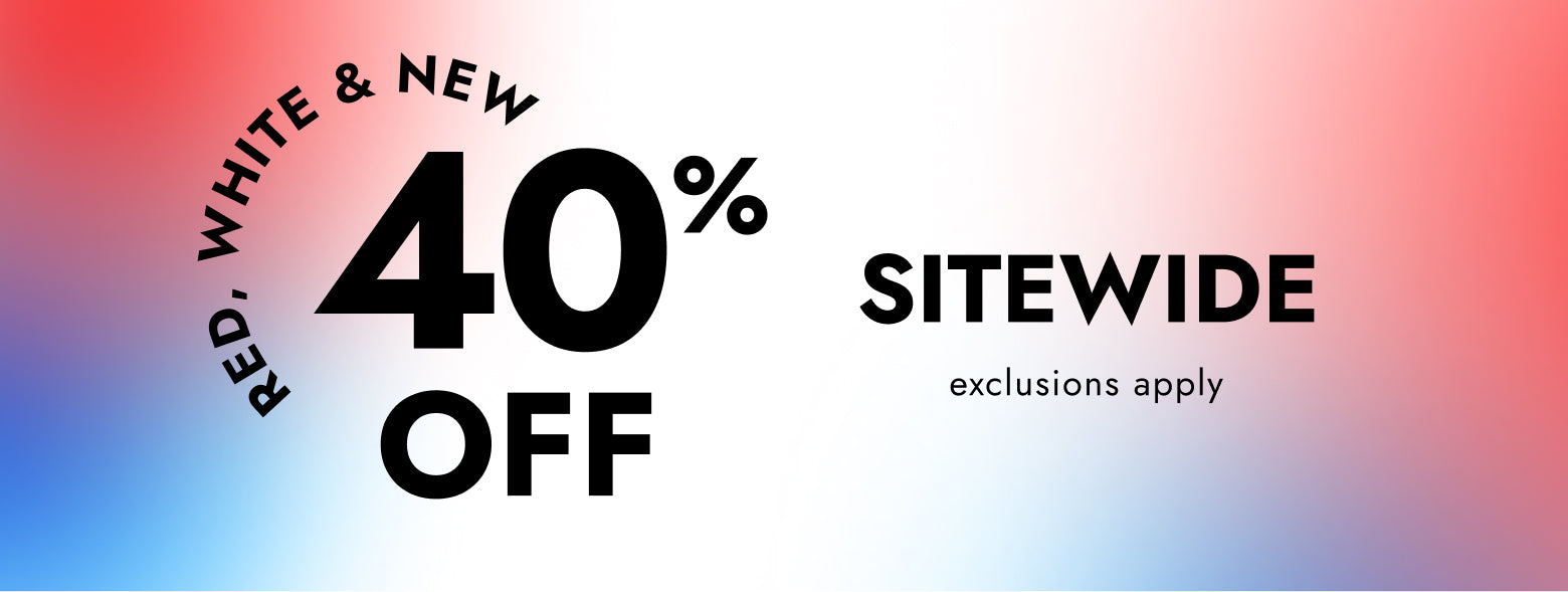 Promotional banner featuring 40% off sitewide