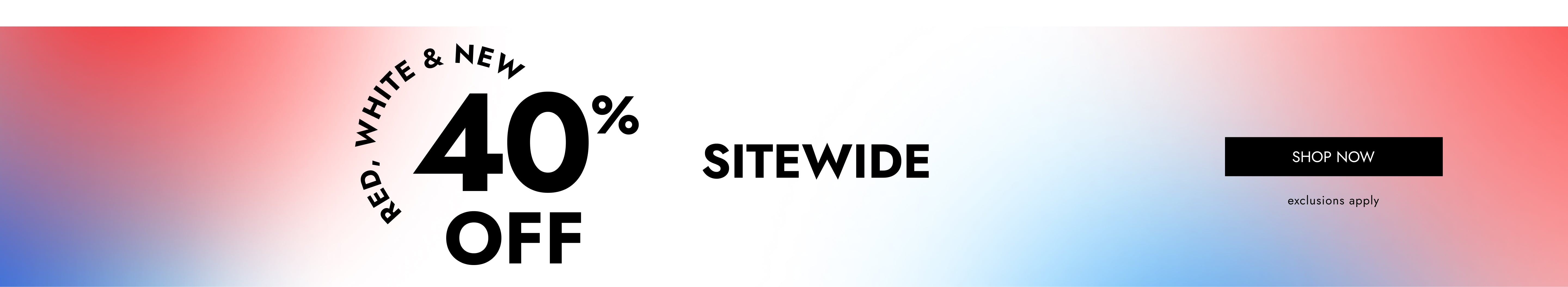 Promotional banner featuring 40% off sitewide