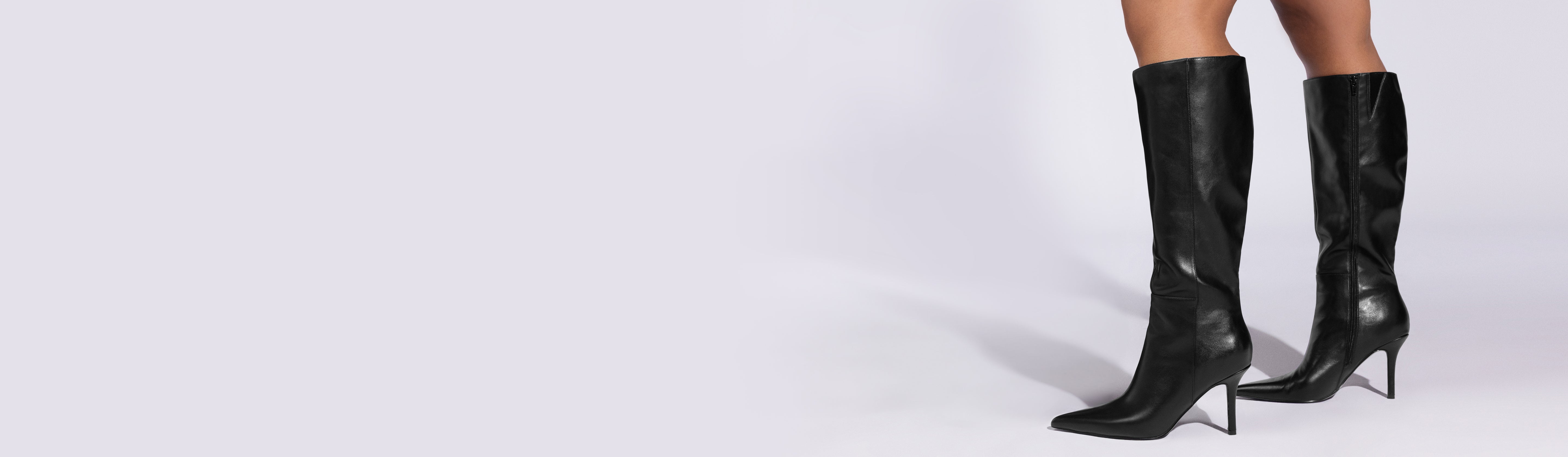 Editorial banner featuring Wide Calf Boots