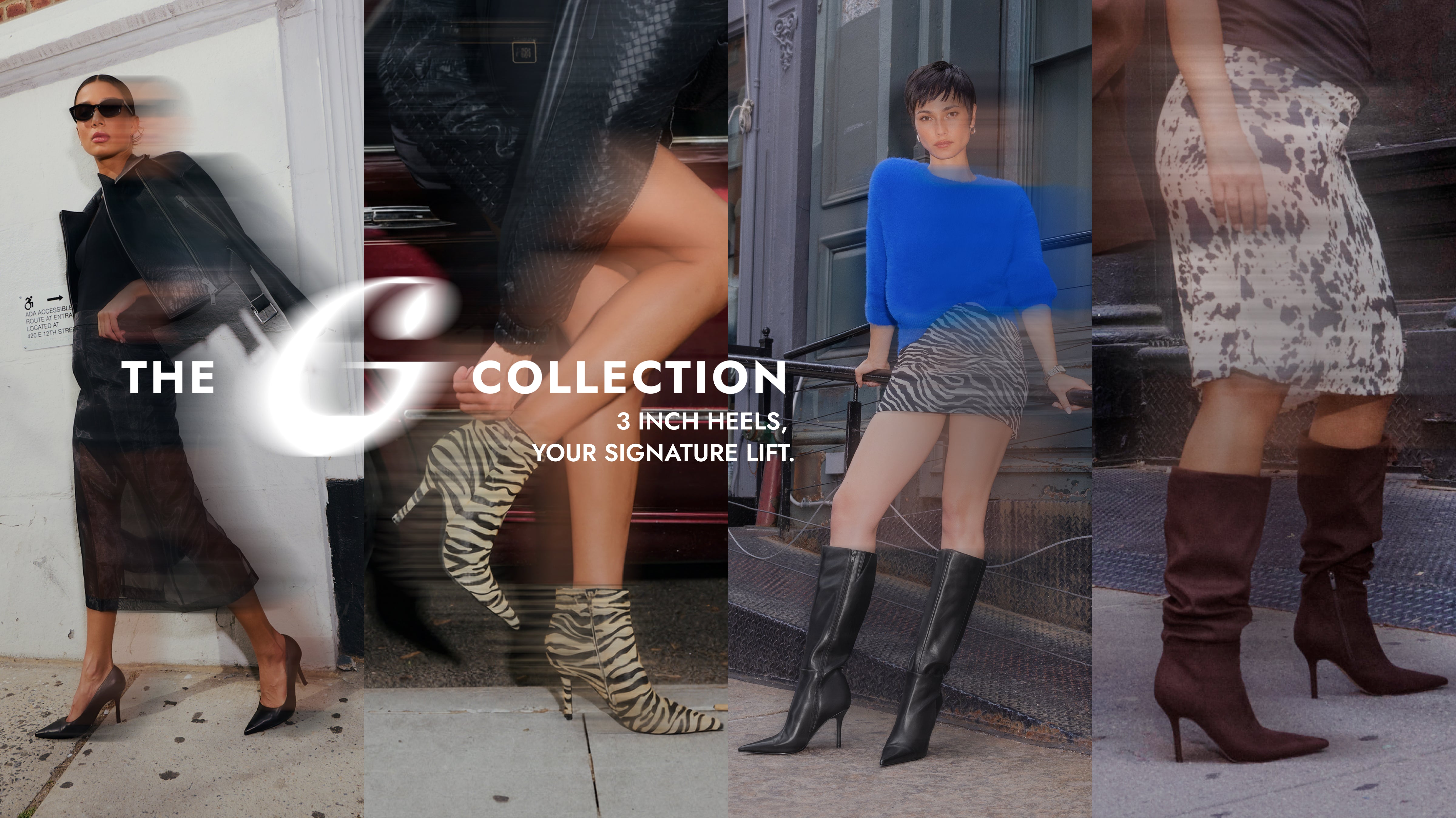 Editorial banner featuring models wearing G Collection styles