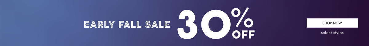 A promotional banner with a blue-to-purple gradient background. Large white text reads 'EARLY FALL SALE 30% OFF' with '30% OFF' in oversized font.