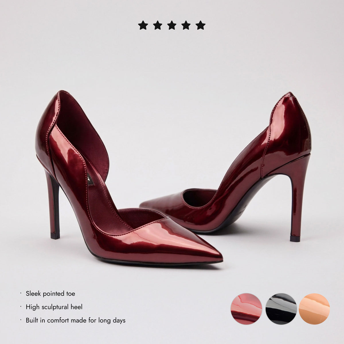 Editorial banner featuring Hanas 9x9 d'Orsay Pumps
