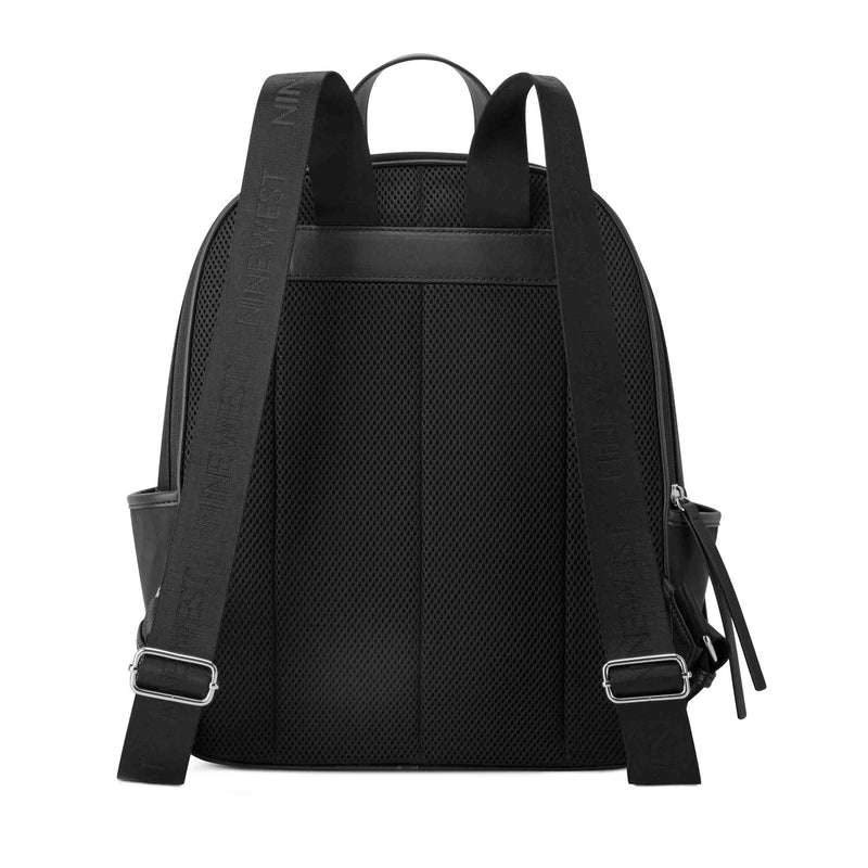 black women's leather backpack with laptop compartment Maelys Laptop Backpack - Black