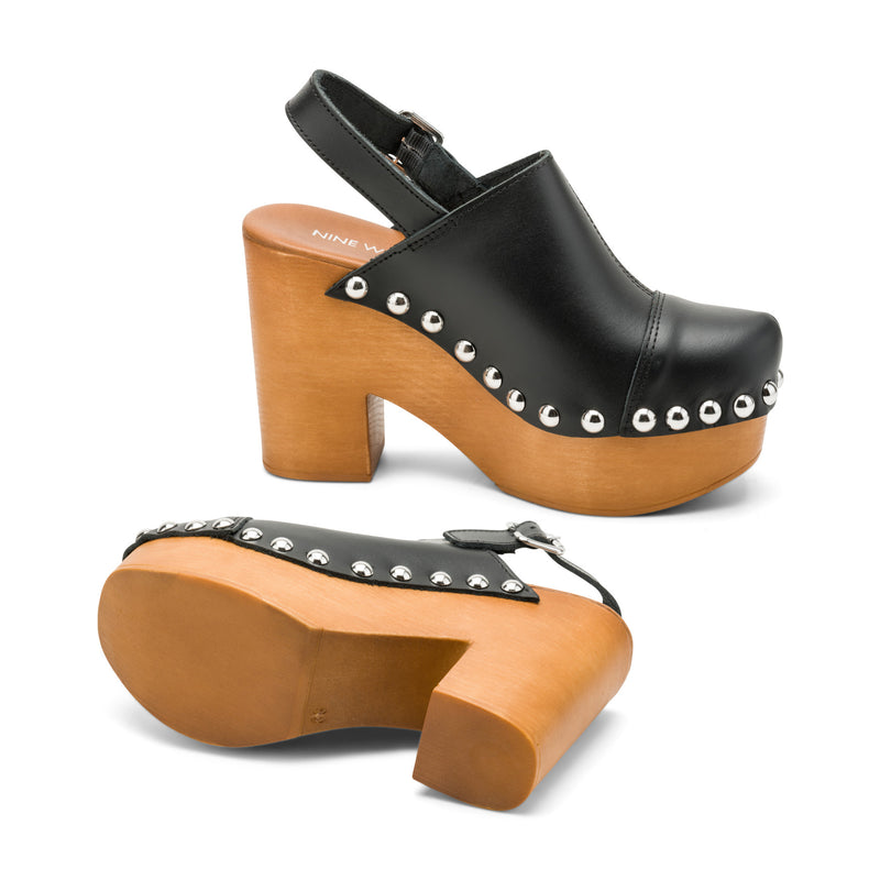 Toyz Studded Leather Slingback Clogs