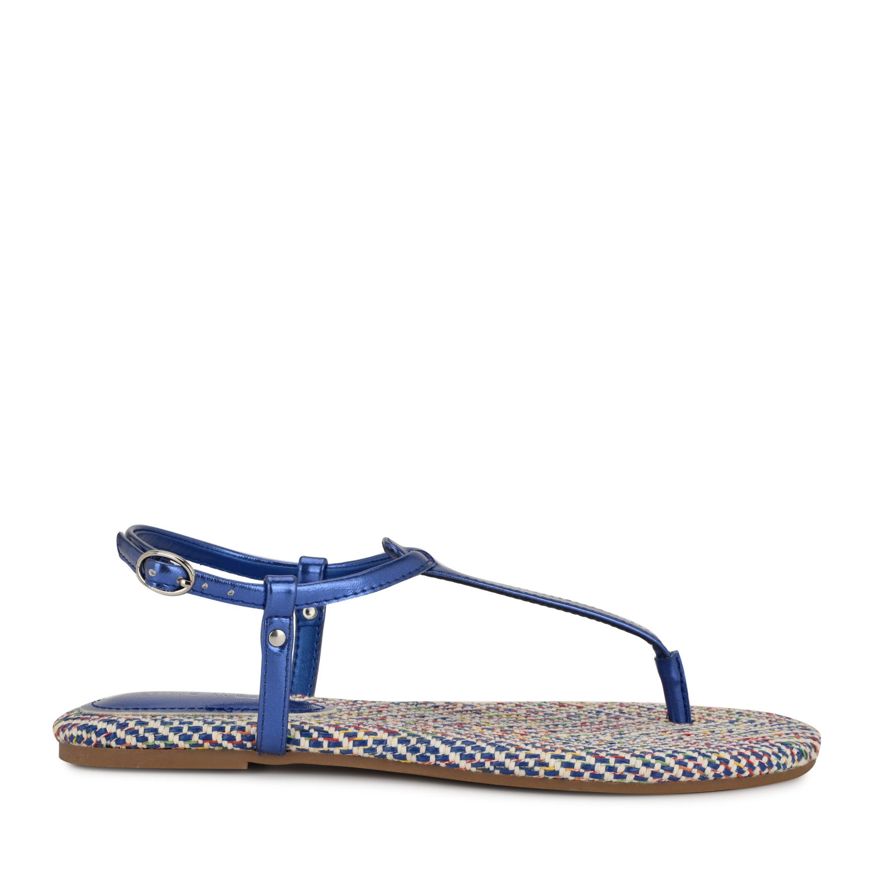 Women's Beriah Flat Thong Sandals - Blue Metallic | Nine West