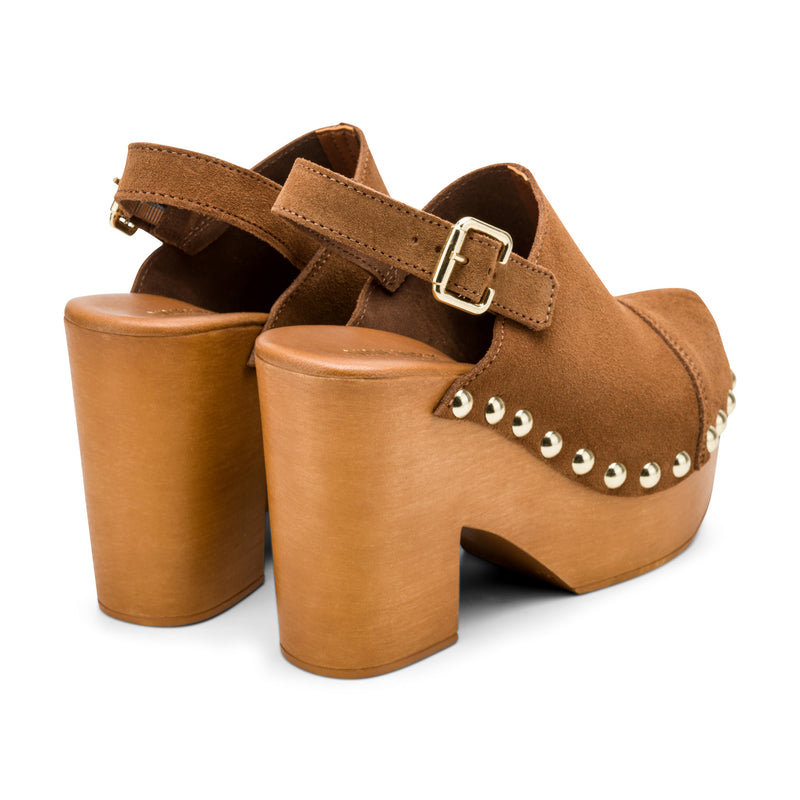 Toyz Studded Leather Slingback Clogs