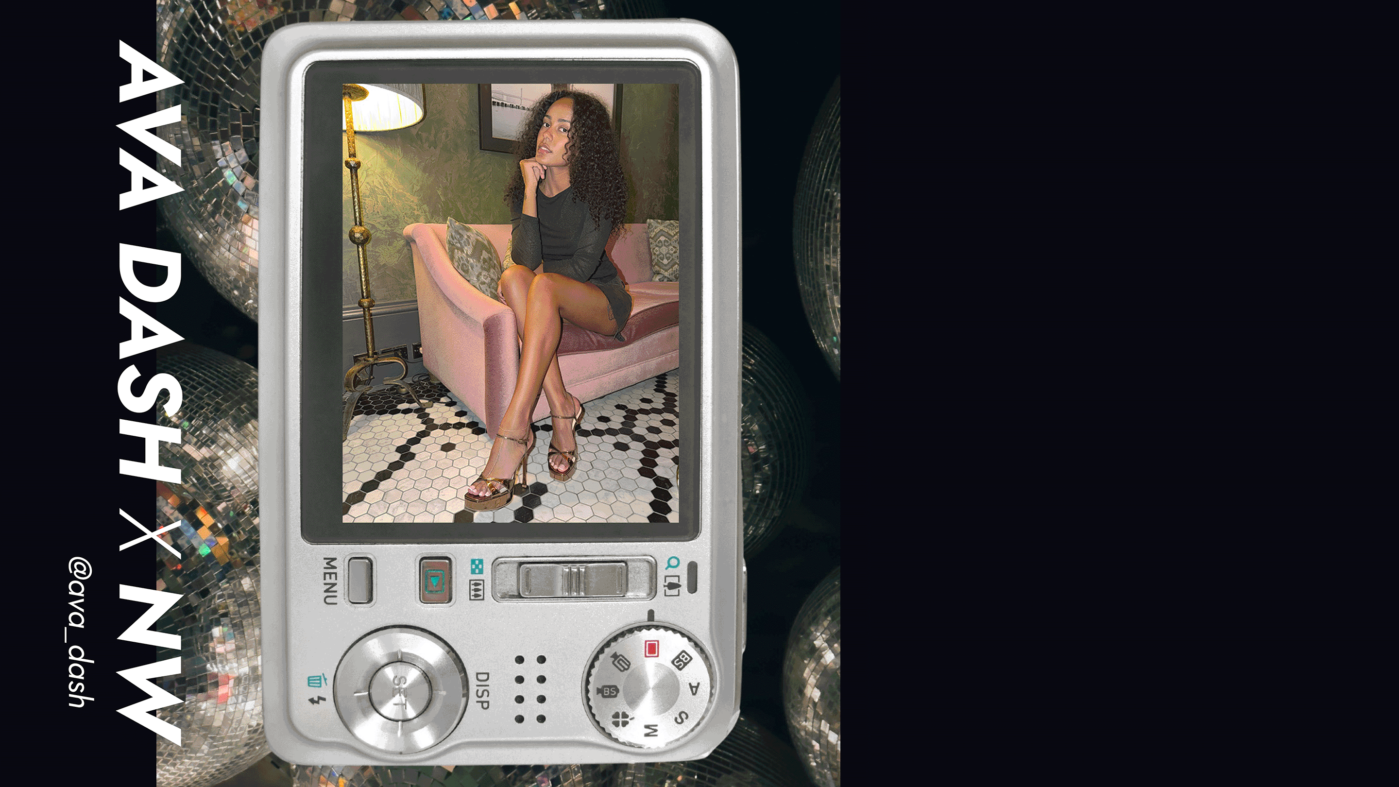 Editorial banner featuring Ava Dash wearing sandals
