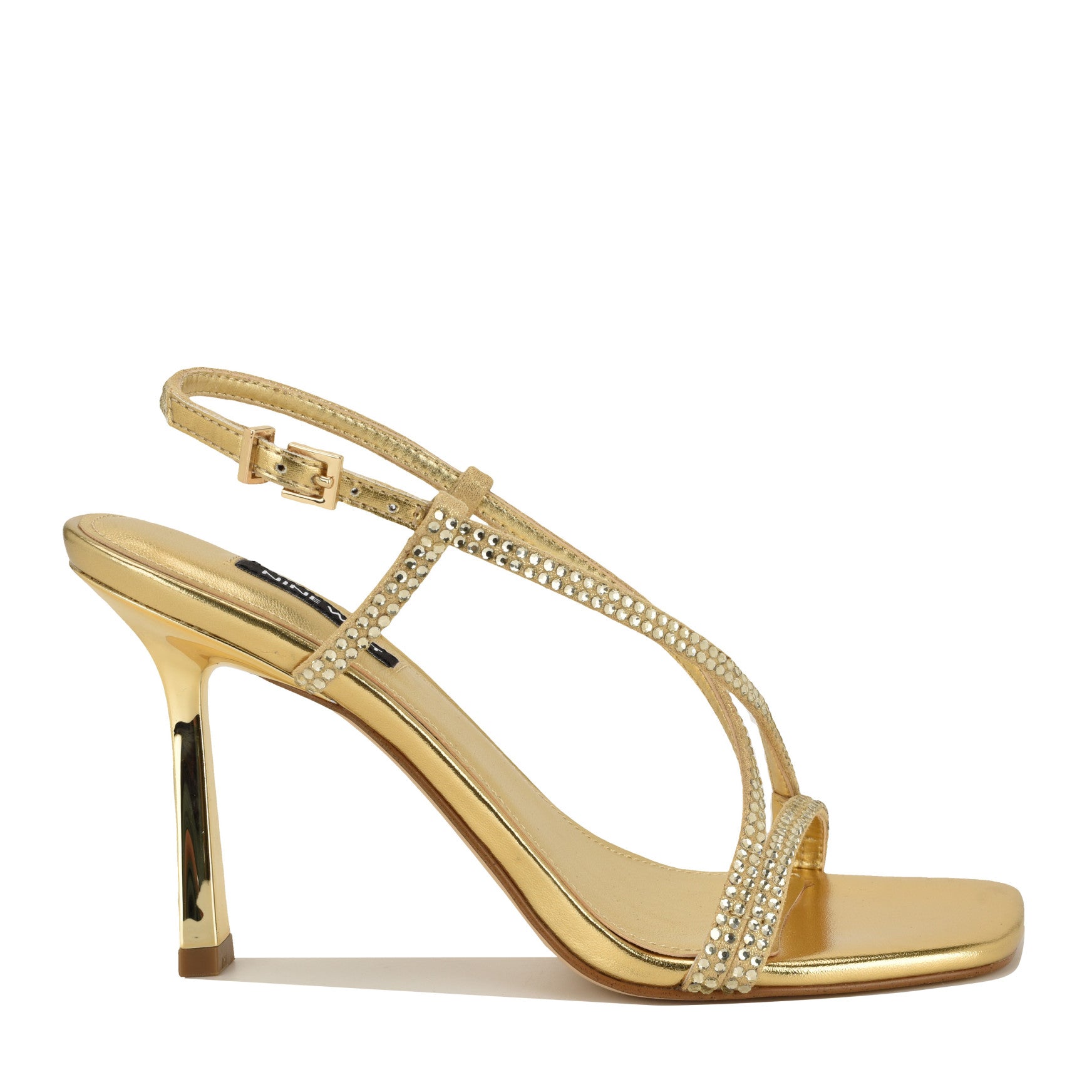 Women's Vallan Strappy Rhinestone Sandals - Gold Rhinestone | Nine West