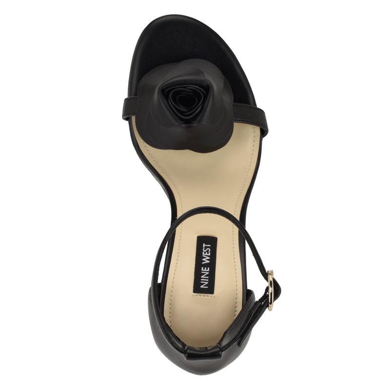 Kharm Rosette Ankle Strap Sandals