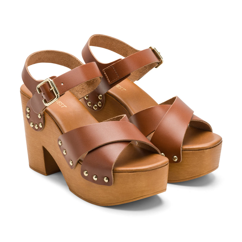 Corts Studded Leather Wedge Sandals