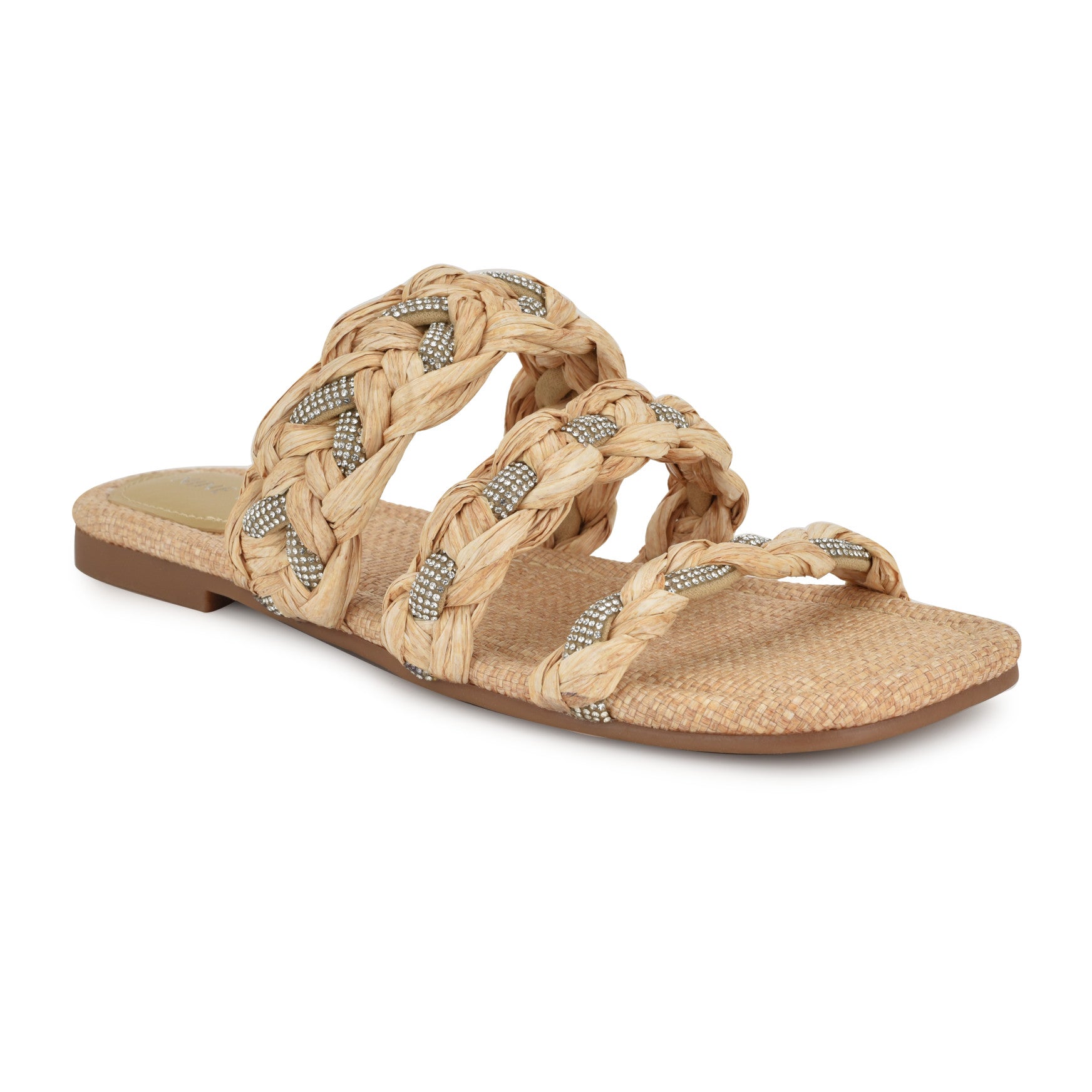 Women's Qazz Flat Slide Sandals - Natural Raffia | Nine West