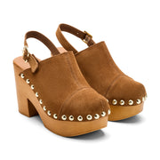 Toyz Studded Leather Slingback Clogs