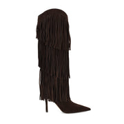 Genviv Leather Fringe Boots