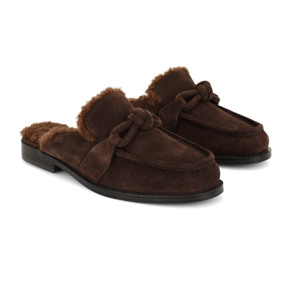 Mavey Lined Leather Knotted Mules