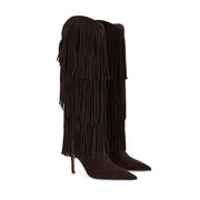 Genviv Leather Fringe Boots