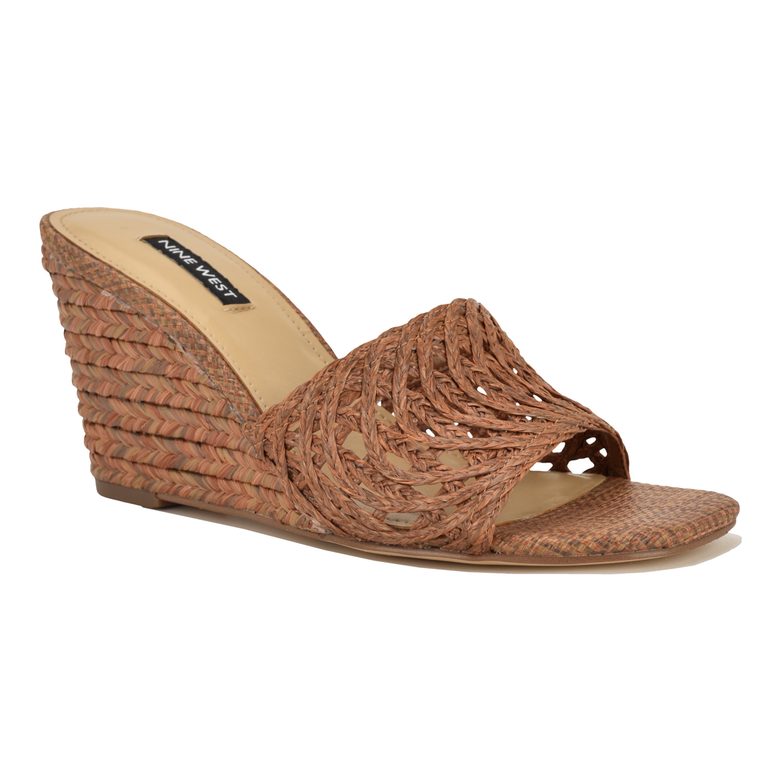 Women's Nimma Wedge Sandals - Brown Raffia | Nine West