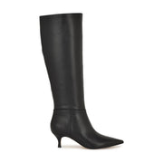 Somas Kitten Heel Wide Calf Leather Boots