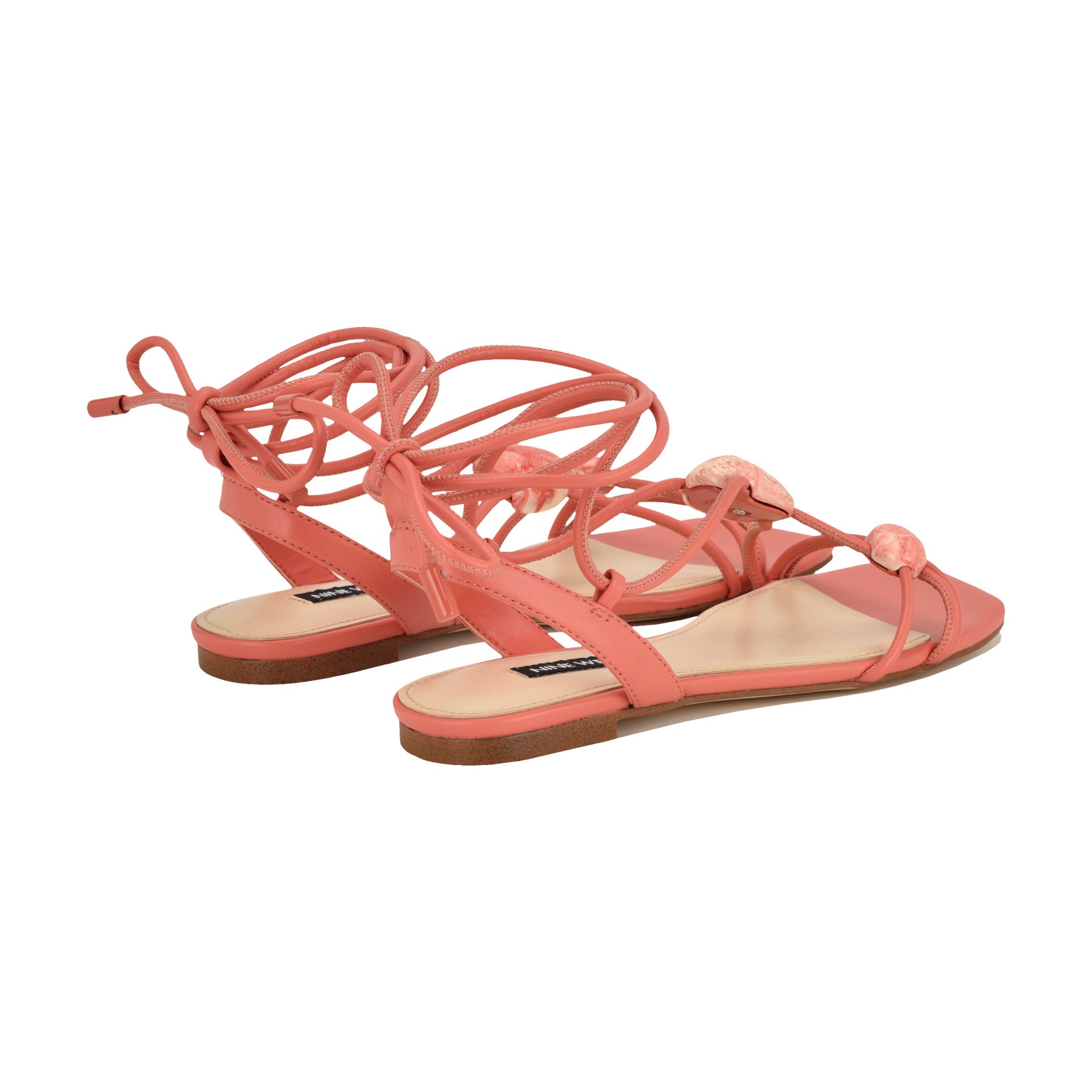 Women's Niraa Ankle Wrap Flat Sandals - Coral | Nine West