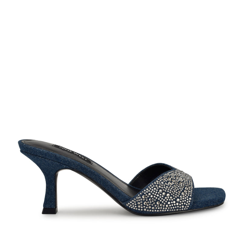 Nine West Rokke Sandal | Women's | Dark Blue Denim | Size 7 | heels