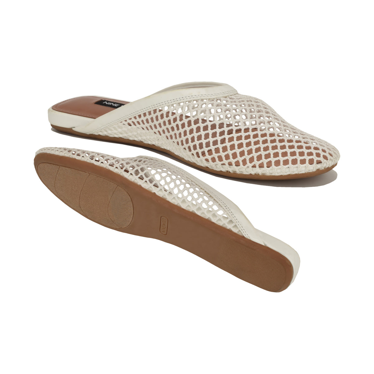 Women's Daniela Flat Mesh Mules - White Mesh | Nine West