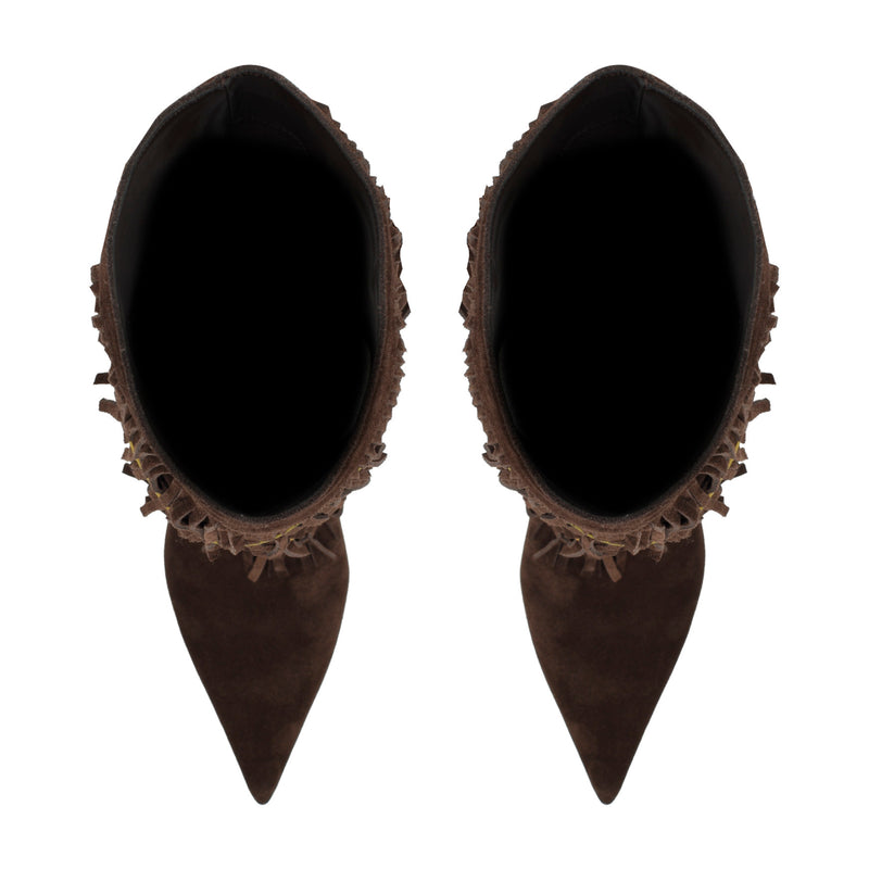 Genviv Leather Fringe Boots