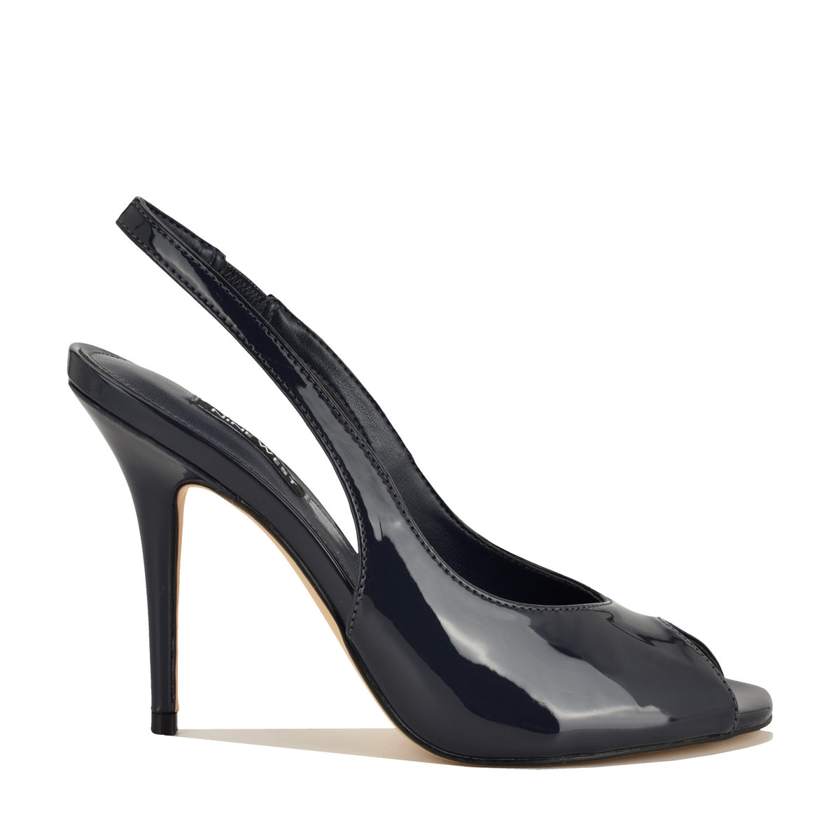 Women's Pretta Peep Toe Slingback Pumps - Navy Patent | Nine West