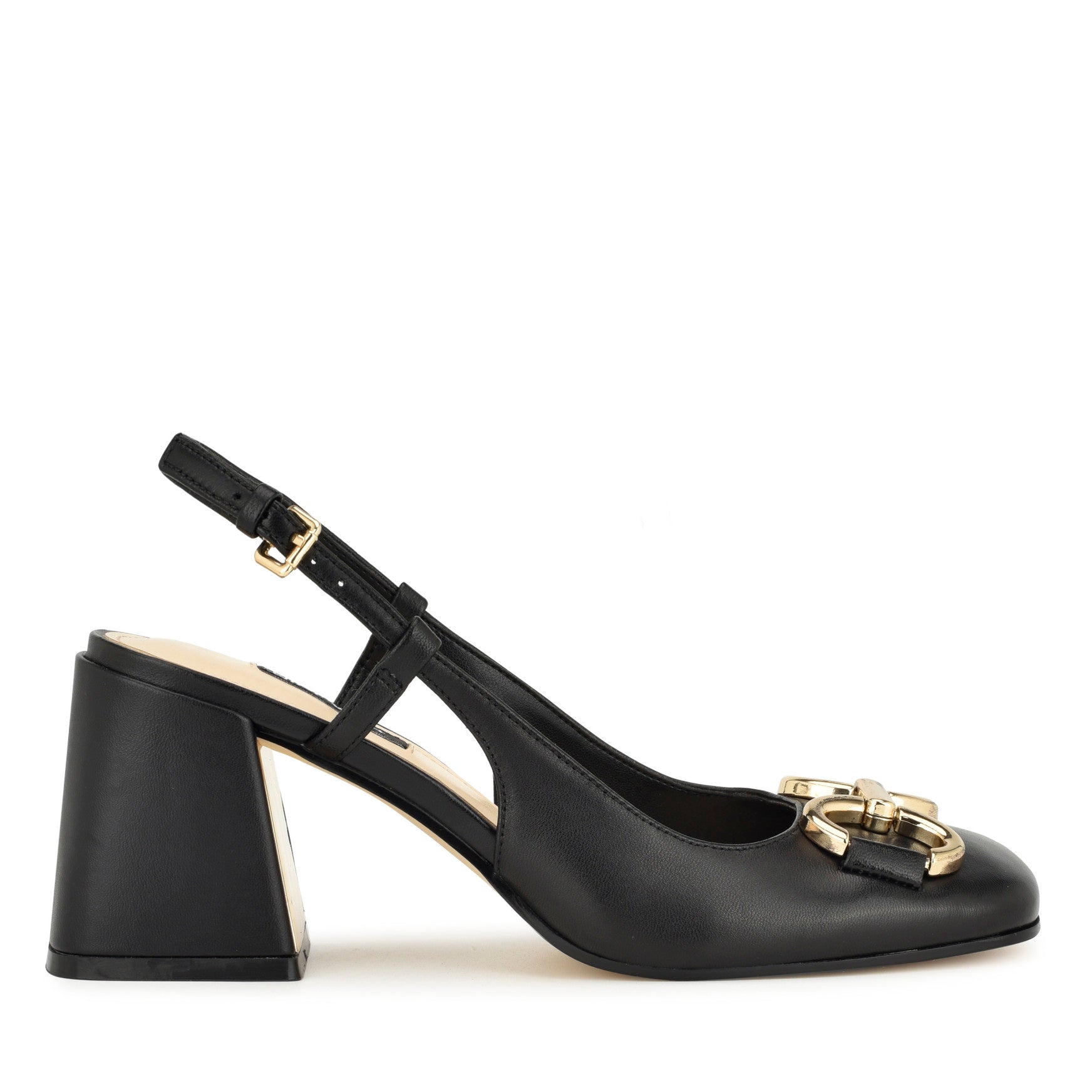 Cast Leather Block Heel Slingback Pumps