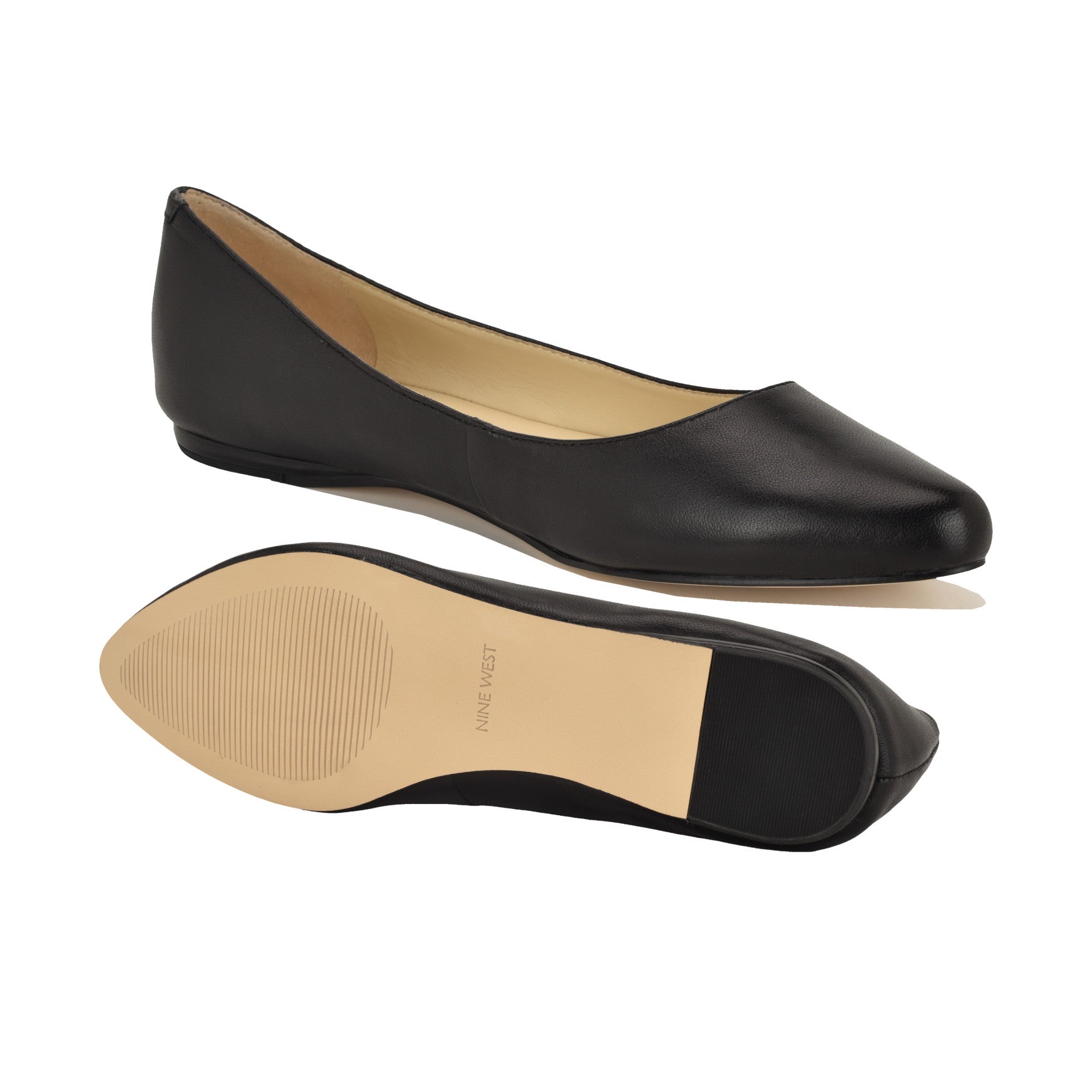Women's Speakup Almond Toe Flats - Black Leather | Nine West Women's Speakup Almond Toe Flats - Black Leather | Nine West