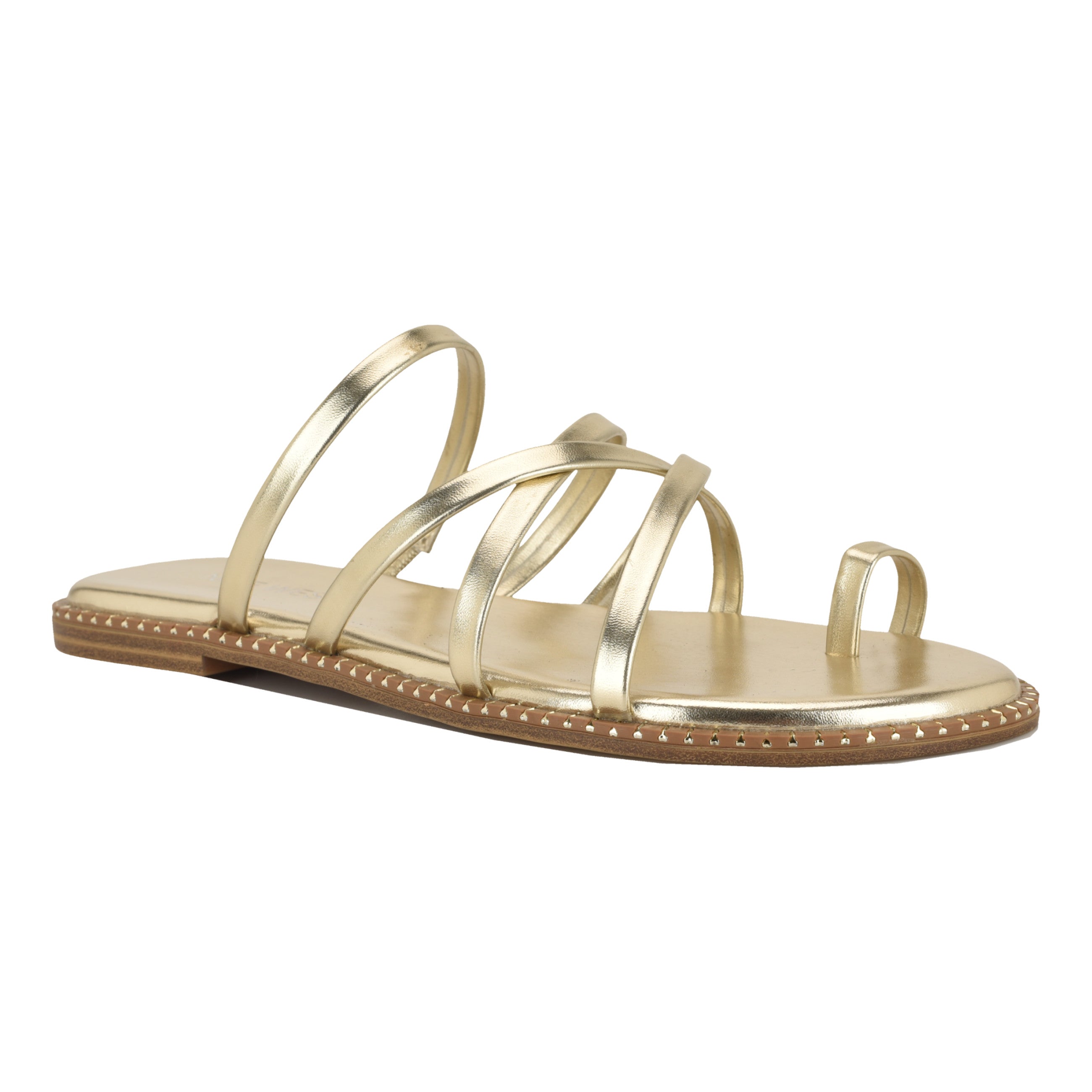 Women's Digen Strappy Flat Sandals - Platino | Nine West