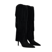Genviv Leather Fringe Boots