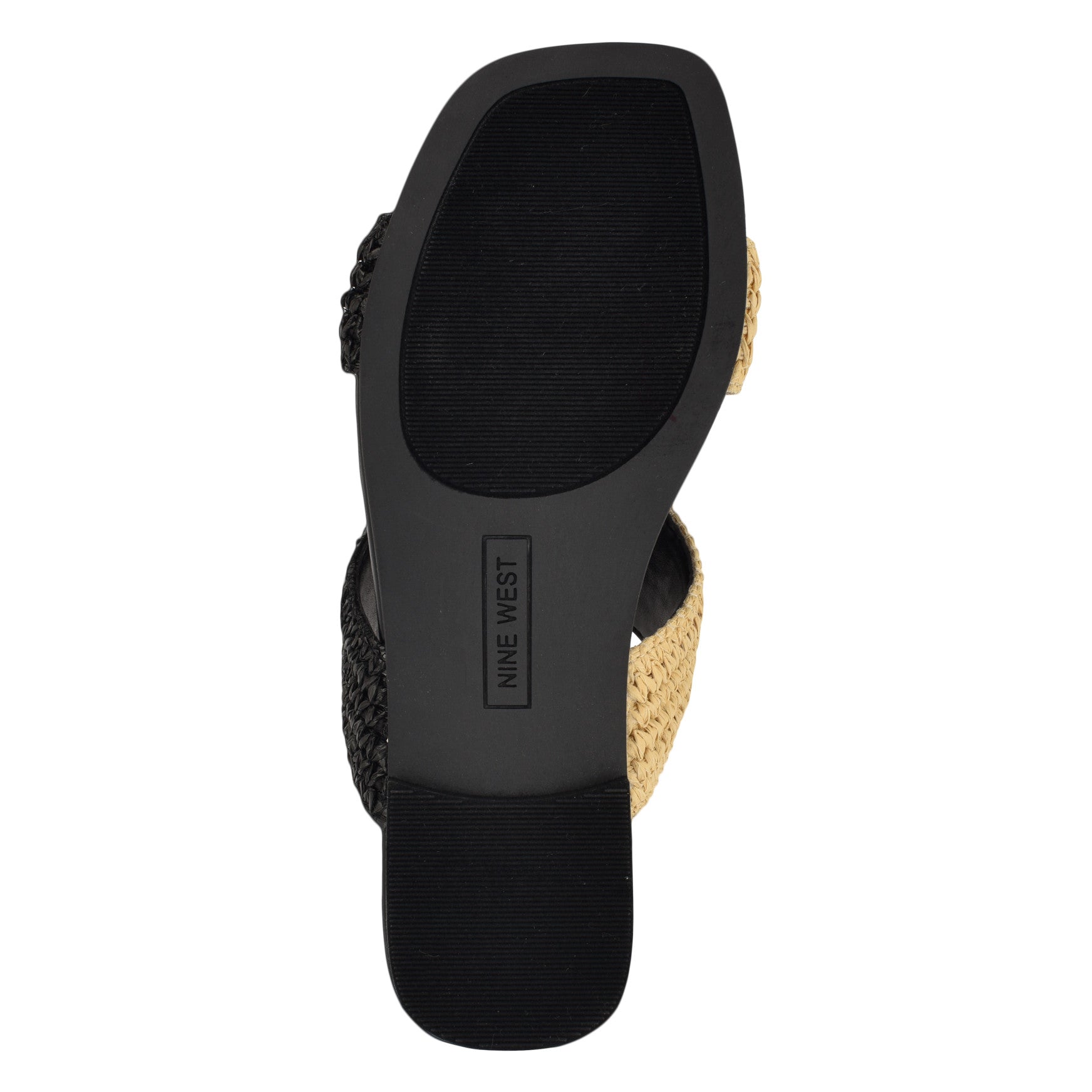 Women's Quara Flat Sandals - Black/Natural Raffia | Nine West