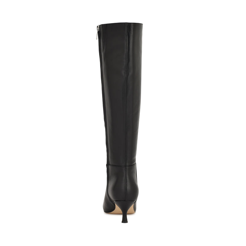Somas Kitten Heel Wide Calf Leather Boots