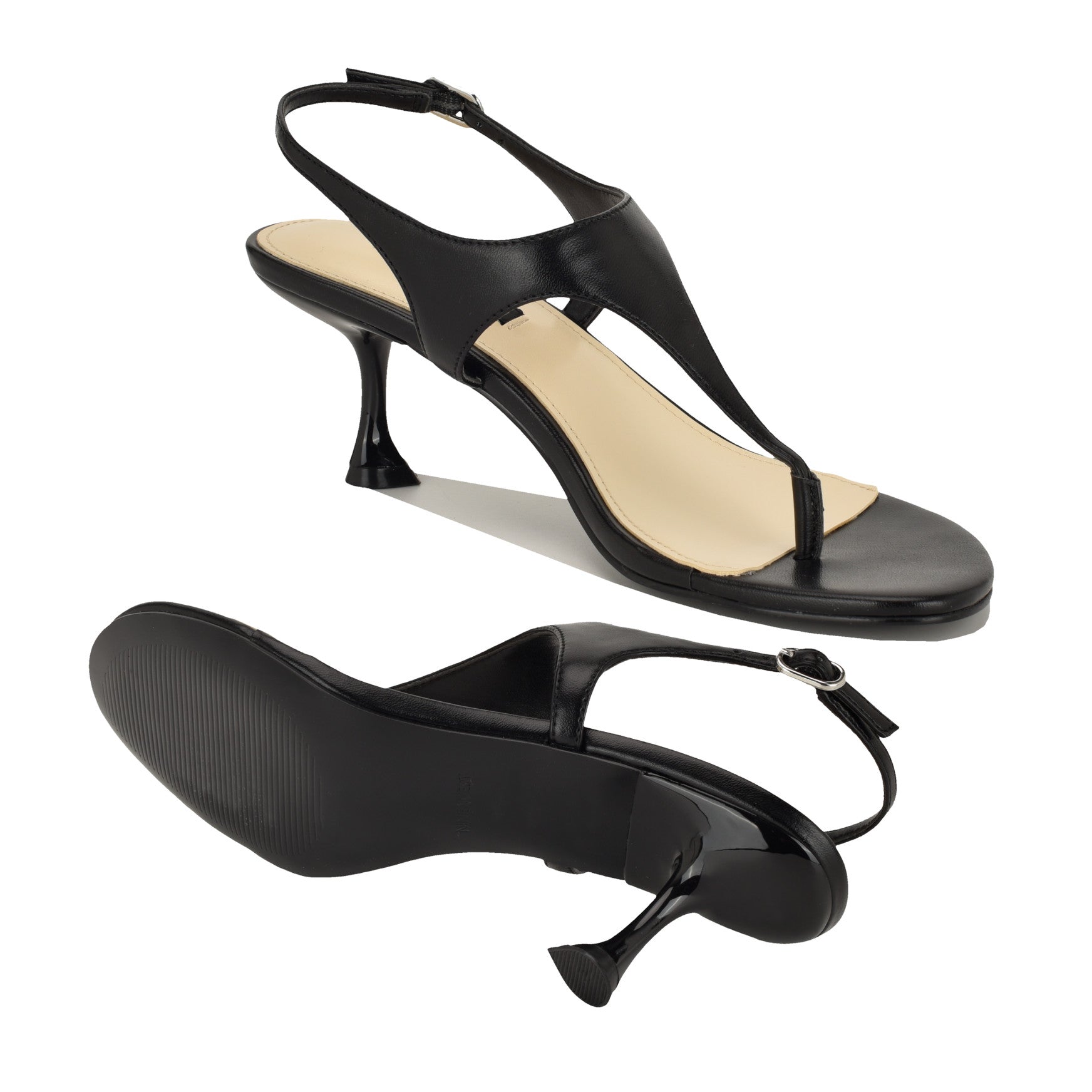 Noir Heeled Thong Sandals