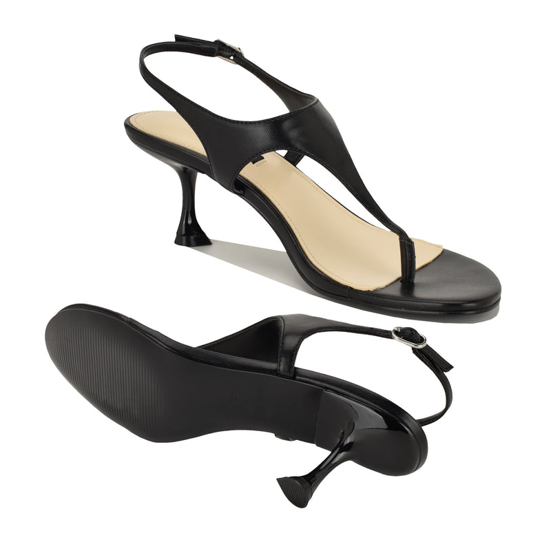 Noir Heeled Thong Sandals