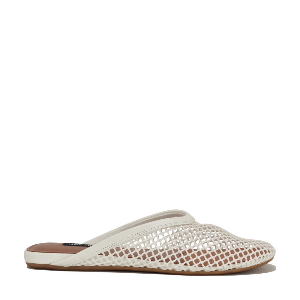 Women's Daniela Flat Mesh Mules - White Mesh | Nine West
