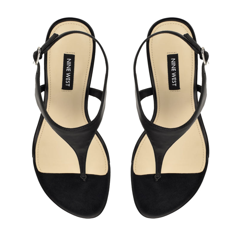 Noir Heeled Thong Sandals