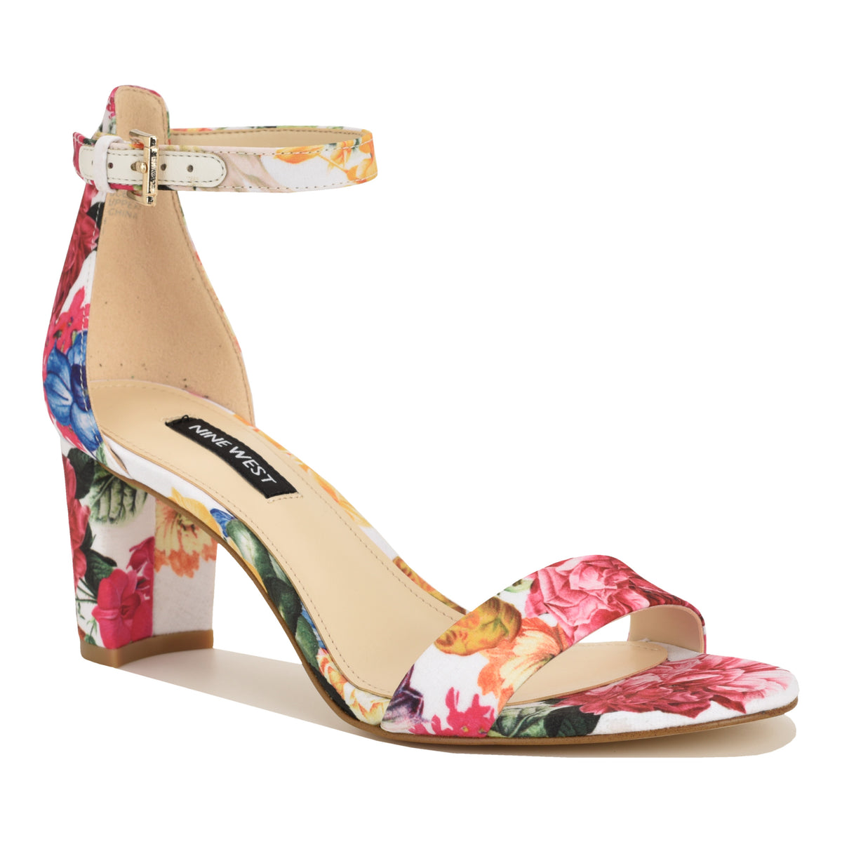 Women's Pruce Ankle Strap Block Heel Sandals - White Floral Print ...