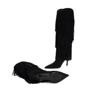 Genviv Leather Fringe Boots