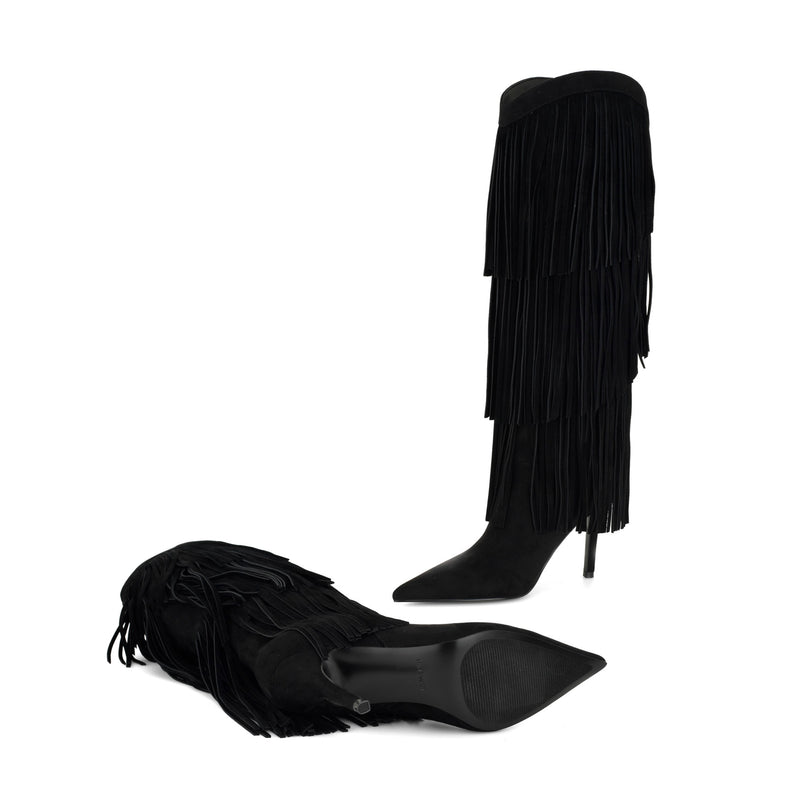Genviv Leather Fringe Boots