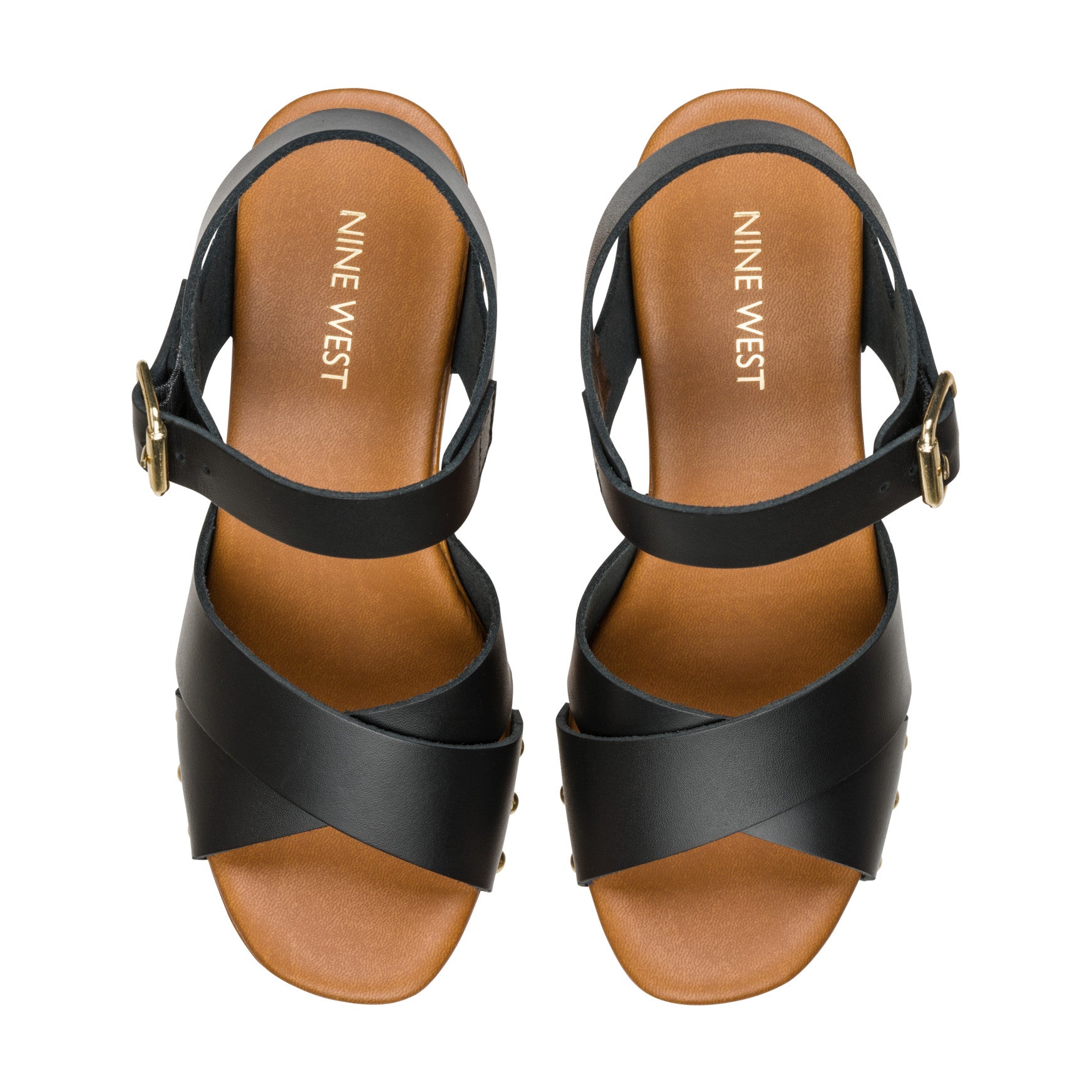Corts Studded Leather Wedge Sandals